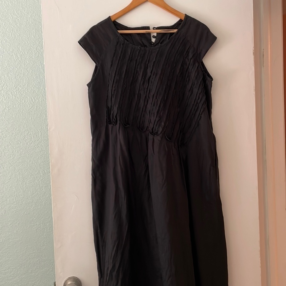 Made in Italy Linen black classic unique art to wear Bohemian lagenlook dress